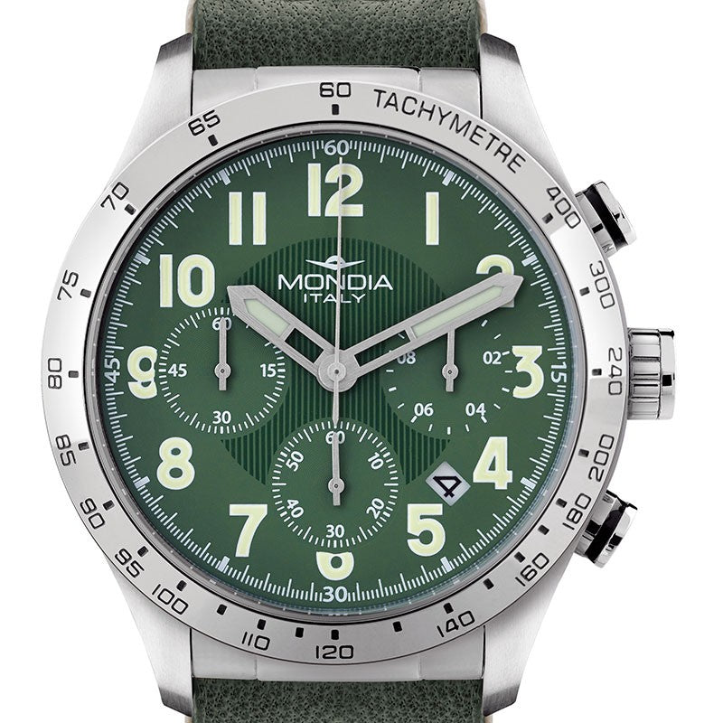 Orologio Mondia crono acciaio madison cinturino pelle verde mi757ss06grcp