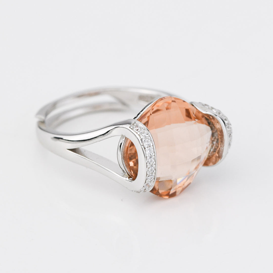 Boccadamo - Anello in argento con cristallo peach e zirconi