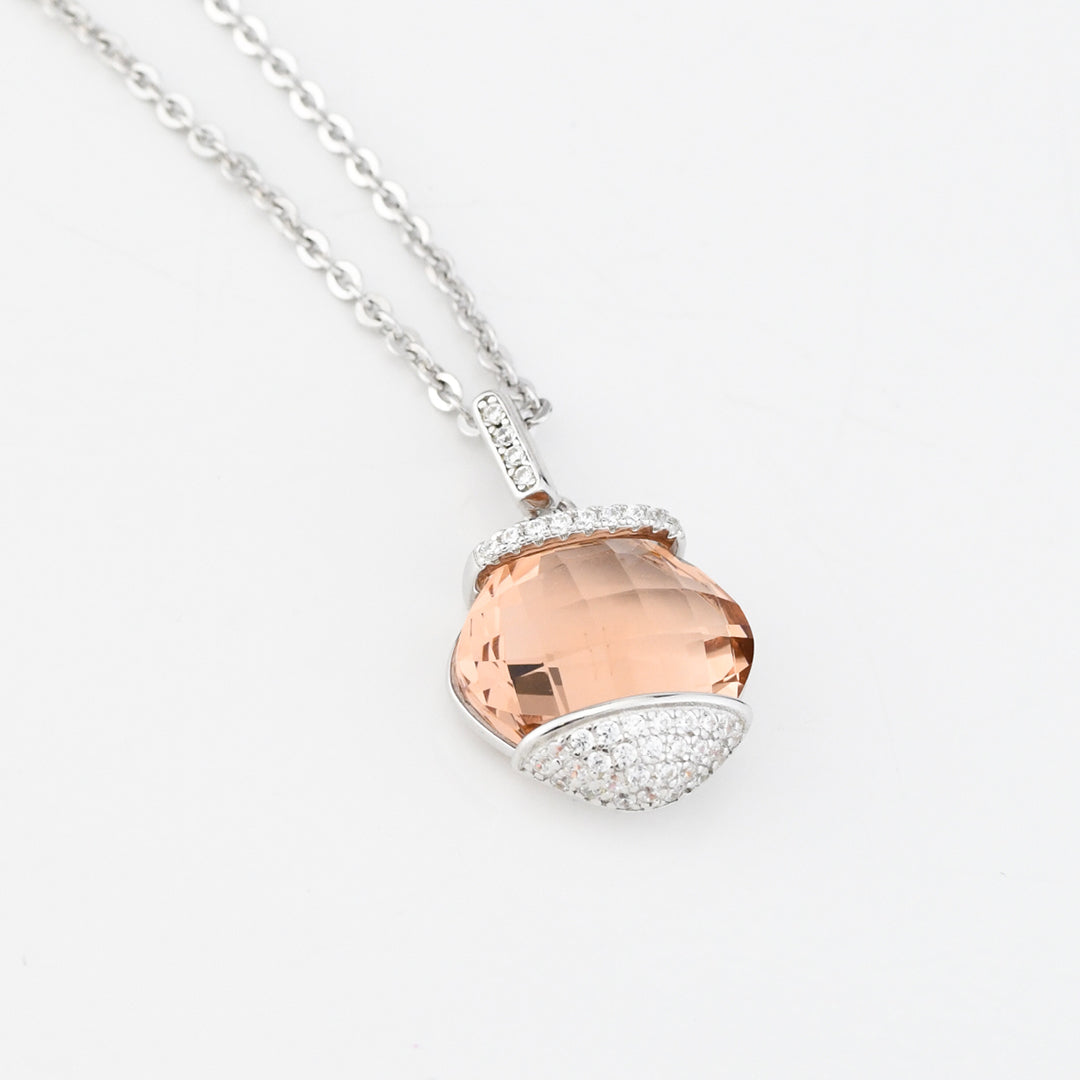 Boccadamo - Collana in argento con cristallo peach e zirconi